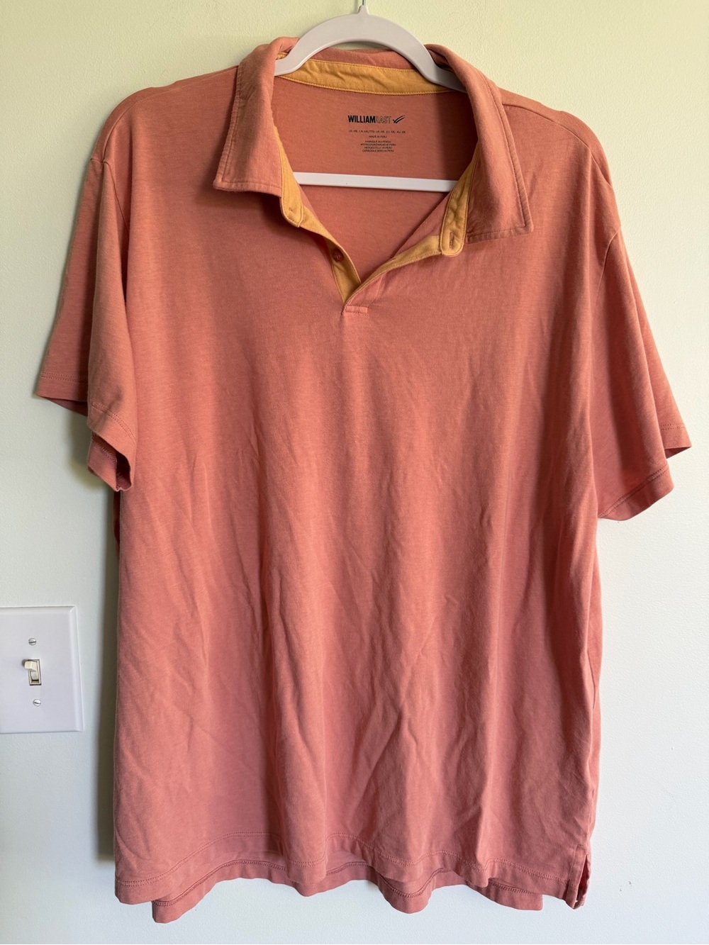 William Rast Pima Cotton Men's Salmon Polo Shirt with Contrast Trim Golf Casual